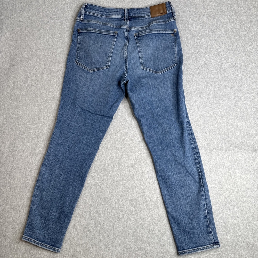 Madewell Mid Rise Skinny Crop Jeans Women Sz 30 Blue Wash Stretch Button Fly - Picture 3 of 8